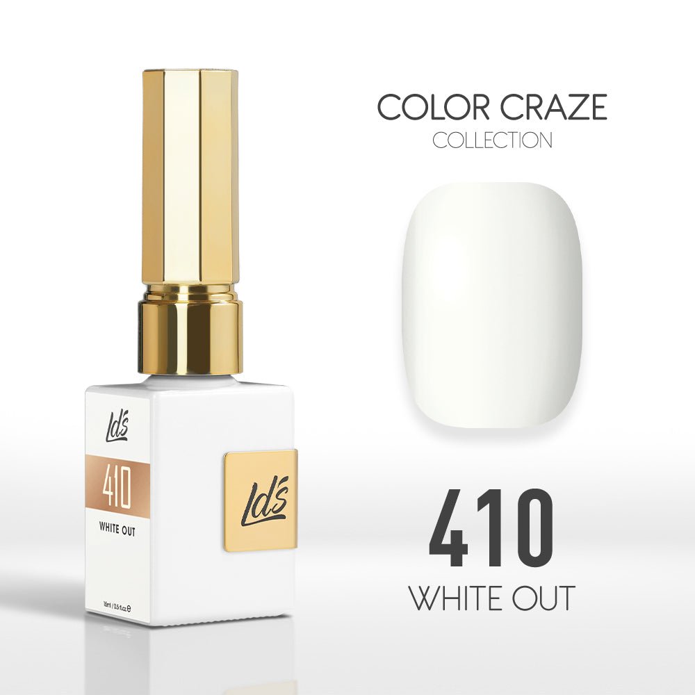 LDS Color Craze Gel Nail Polish - 410 White Out - 0.5oz - DTK Nail Supply