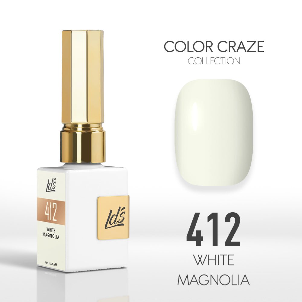 LDS Color Craze Gel Nail Polish - 412 White Magnolia - 0.5oz - DTK Nail Supply