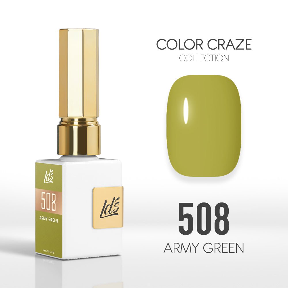 LDS Color Craze Gel Nail Polish - 508 Army Green - 0.5oz - DTK Nail Supply
