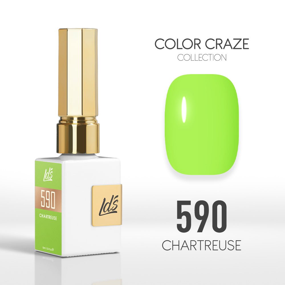 LDS Color Craze Gel Nail Polish - 590 Chartreuse - 0.5oz - DTK Nail Supply
