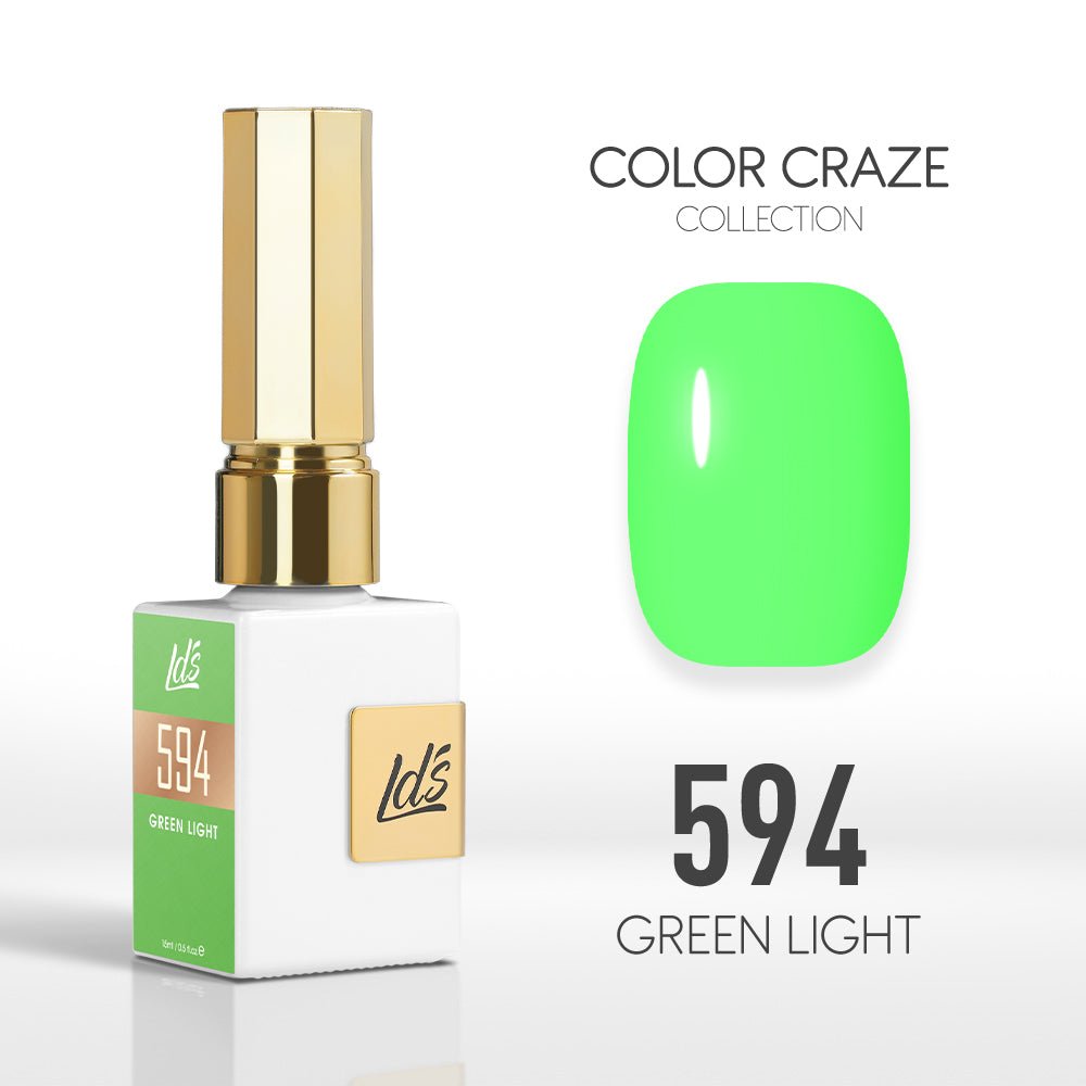 LDS Color Craze Gel Nail Polish - 594 Green Light - 0.5oz - DTK Nail Supply
