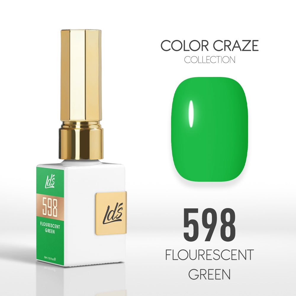 LDS Color Craze Gel Nail Polish - 598 Flourescent Green - 0.5oz - DTK Nail Supply