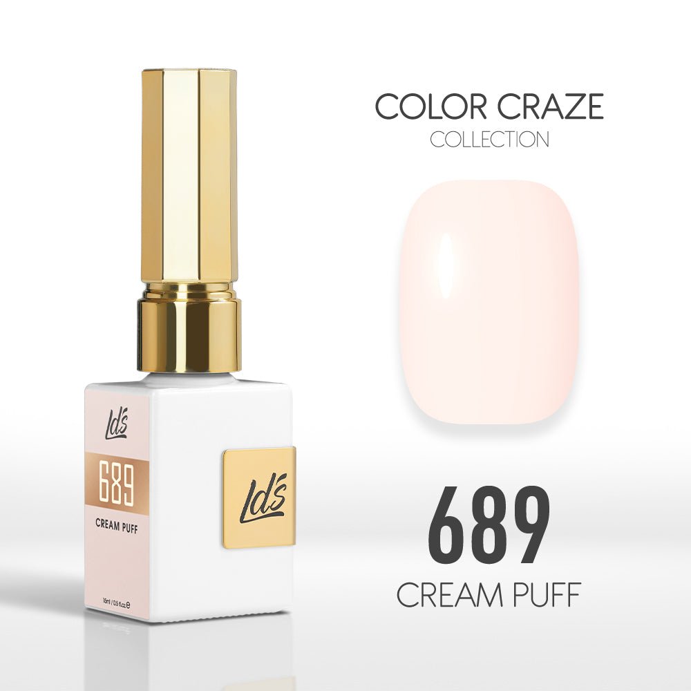 LDS Color Craze Gel Nail Polish - 689 Cream Puff - 0.5oz - DTK Nail Supply