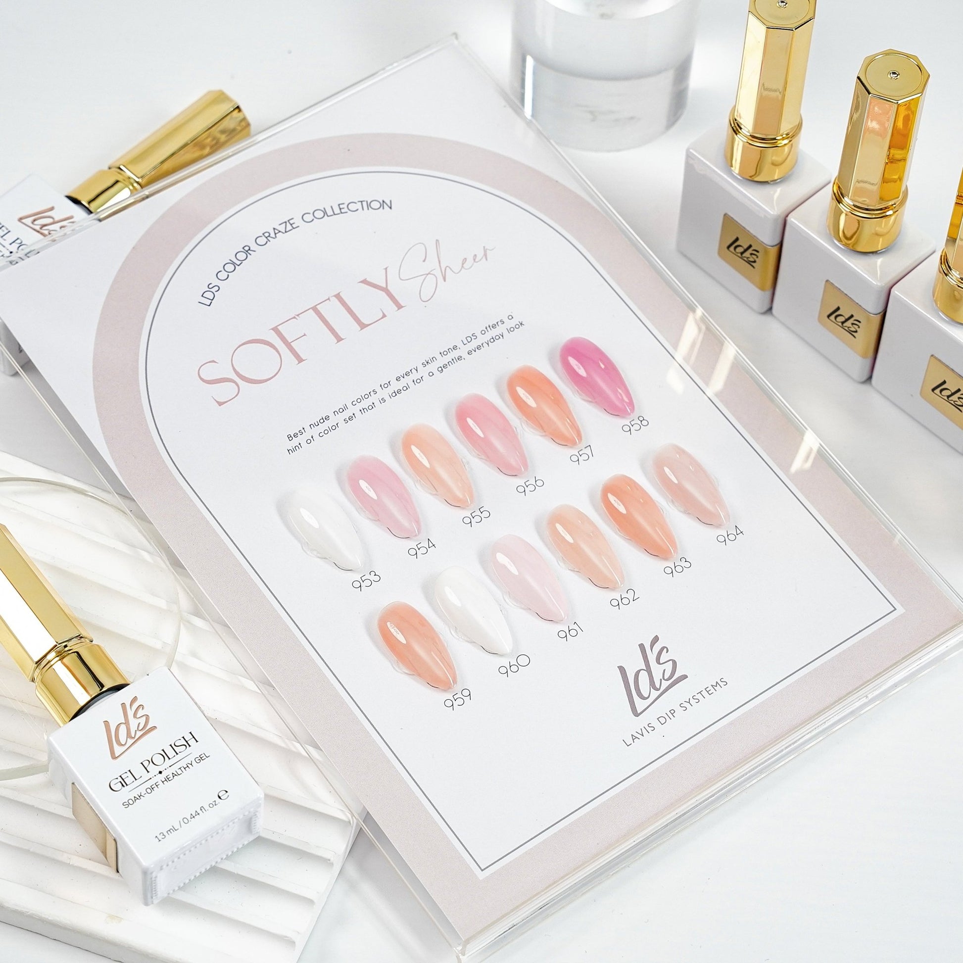 LDS Color Craze Gel Nail Polish - Set 12 Colors - Softly Sheer Collection (no sample display) - DTK Nail Supply