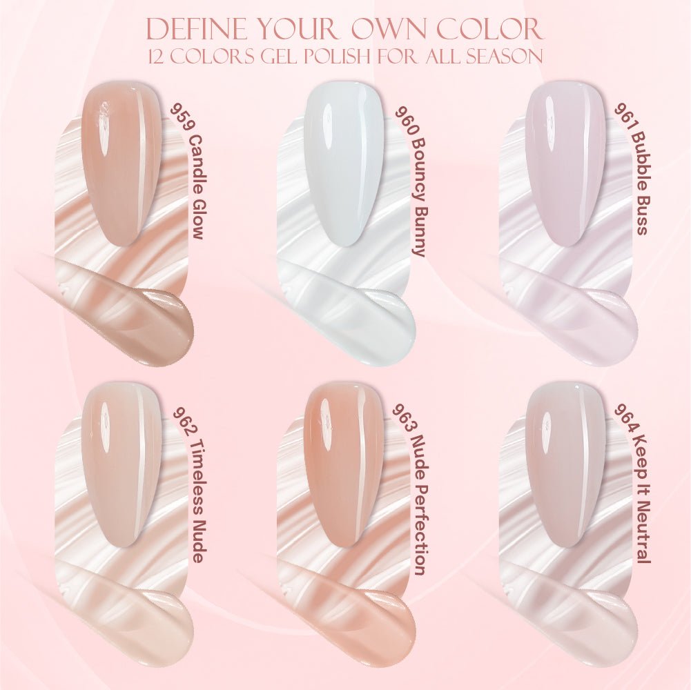 LDS Color Craze Gel Nail Polish - Set 12 Colors - Softly Sheer Collection (no sample display) - DTK Nail Supply