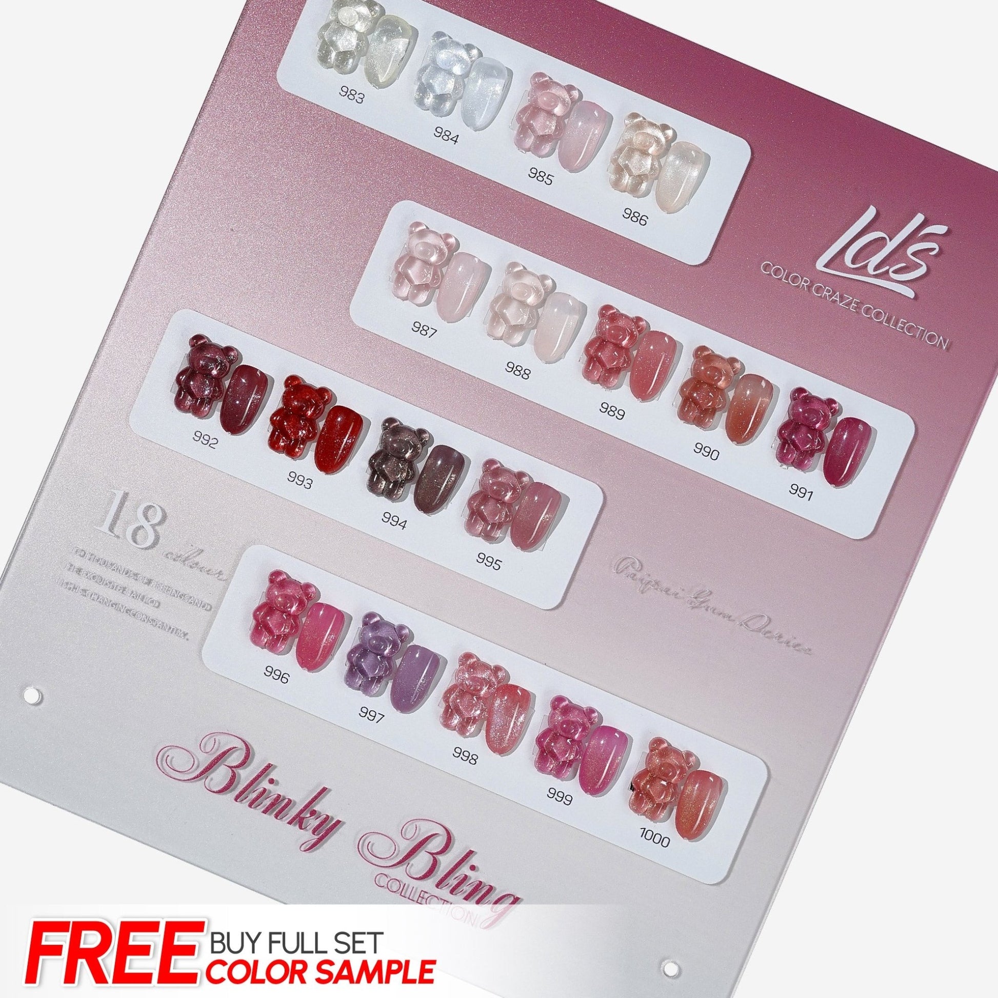 LDS Color Craze Gel Nail Polish - Set 18 Colors - Blinky Bling Collection - DTK Nail Supply