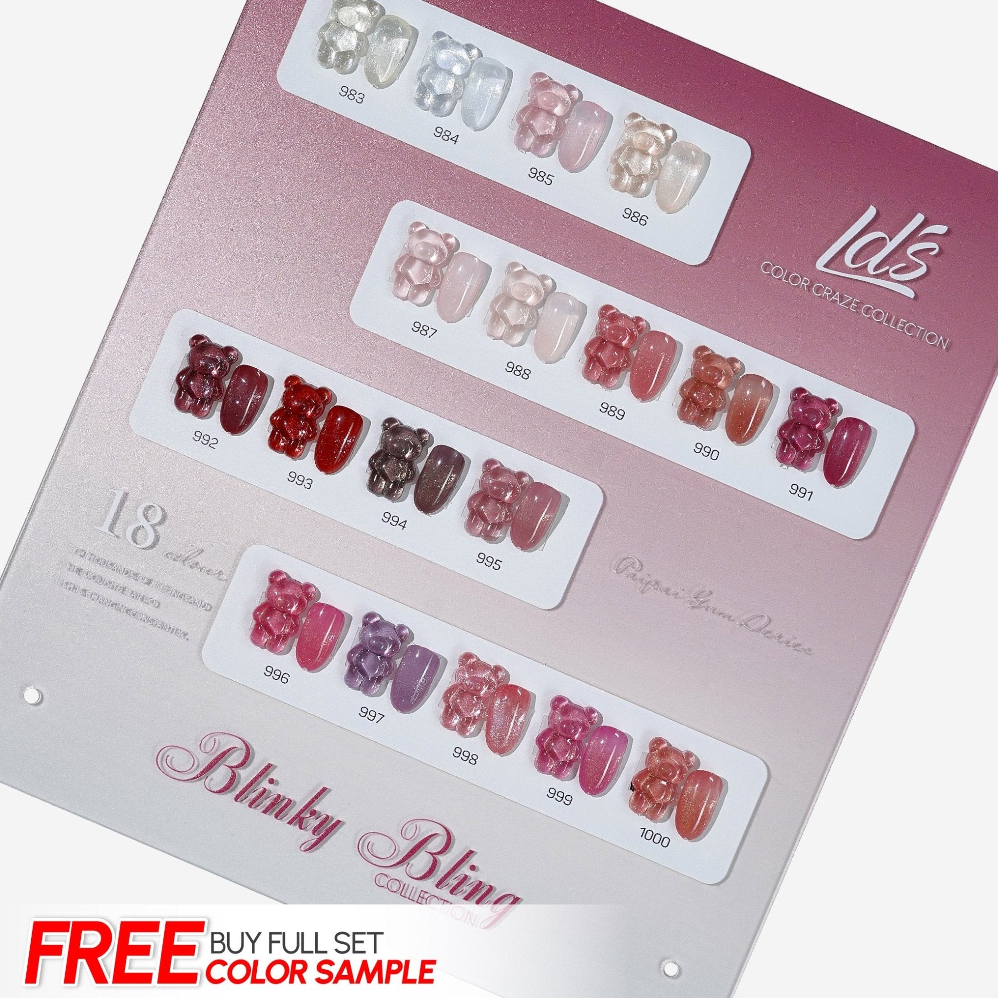 LDS Color Craze Gel Nail Polish - Set 18 Colors - Blinky Bling Collection - DTK Nail Supply