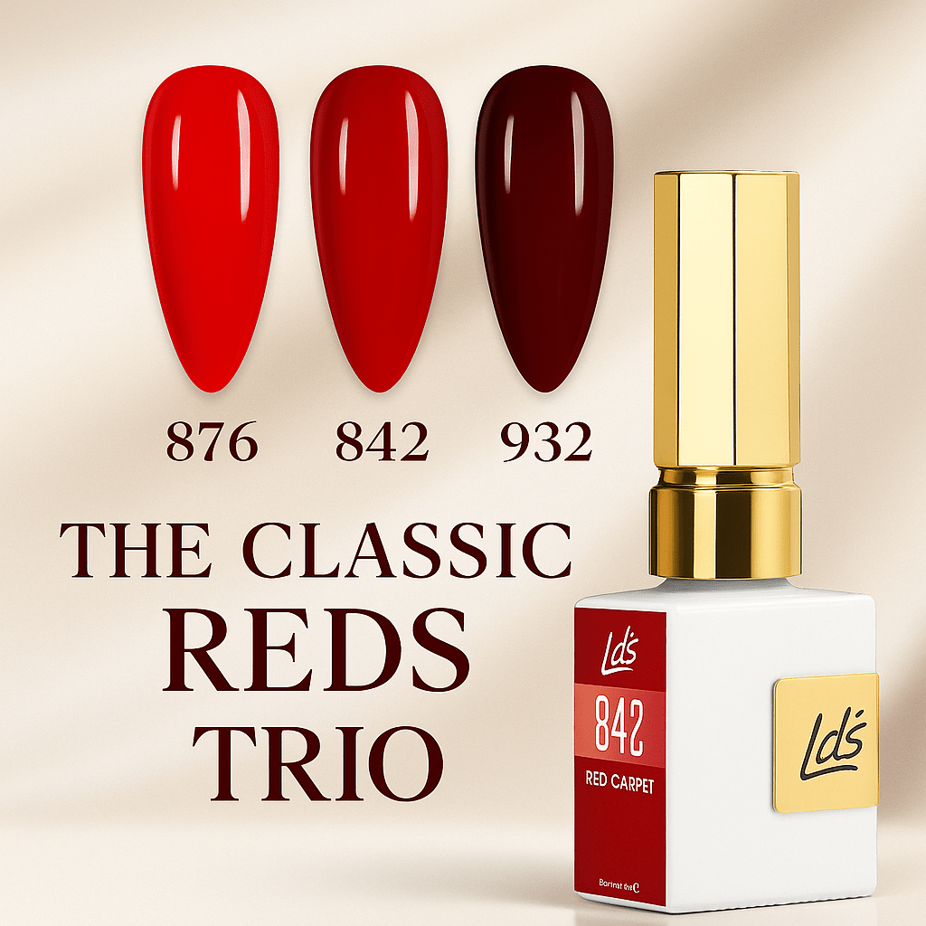 LDS Color Craze Gel Nail Polish - Set 3 Colors - Classic Red - DTK Nail Supply