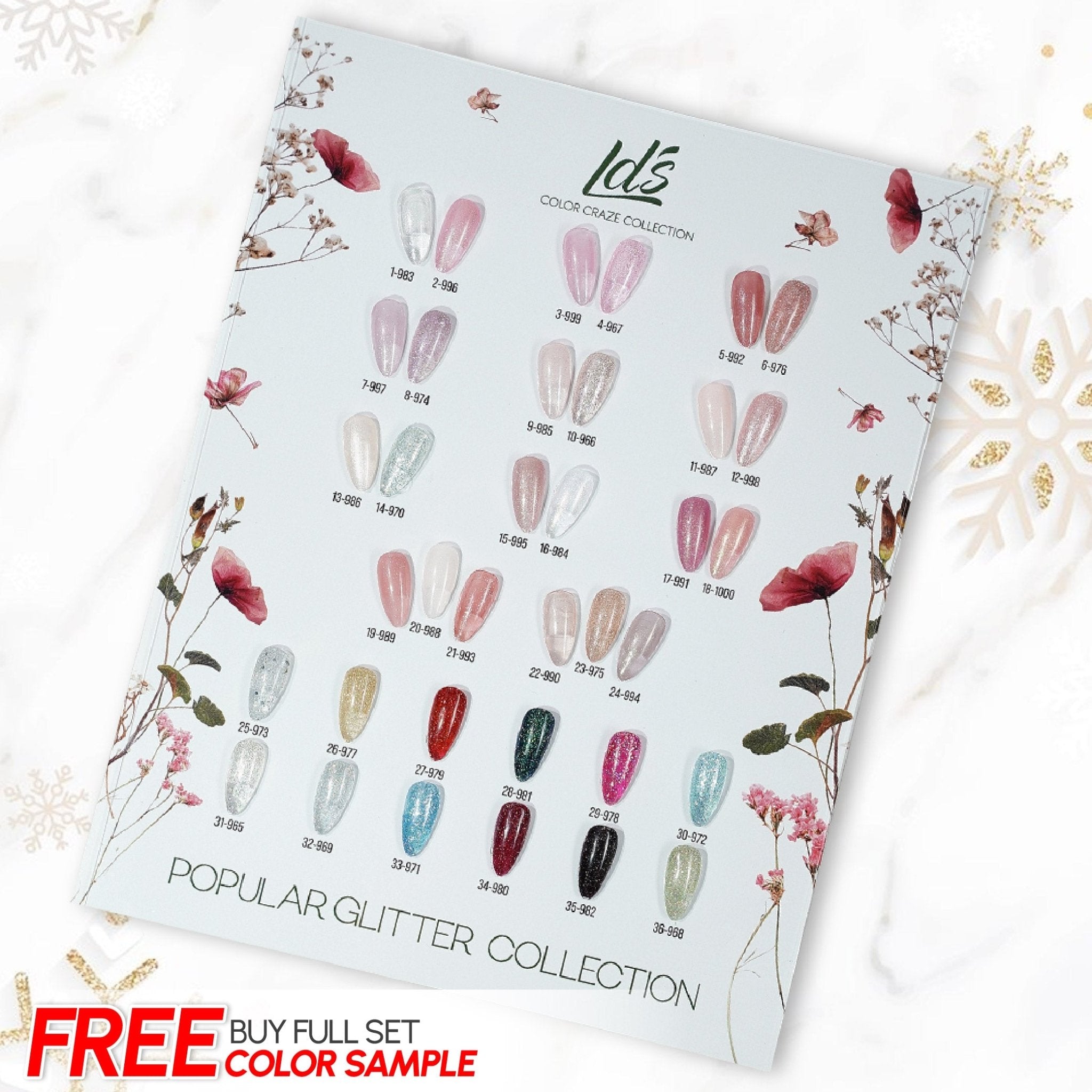 LDS Color Craze Gel Nail Polish - Set 36 Colors - Popular Glitter Collection - DTK Nail Supply