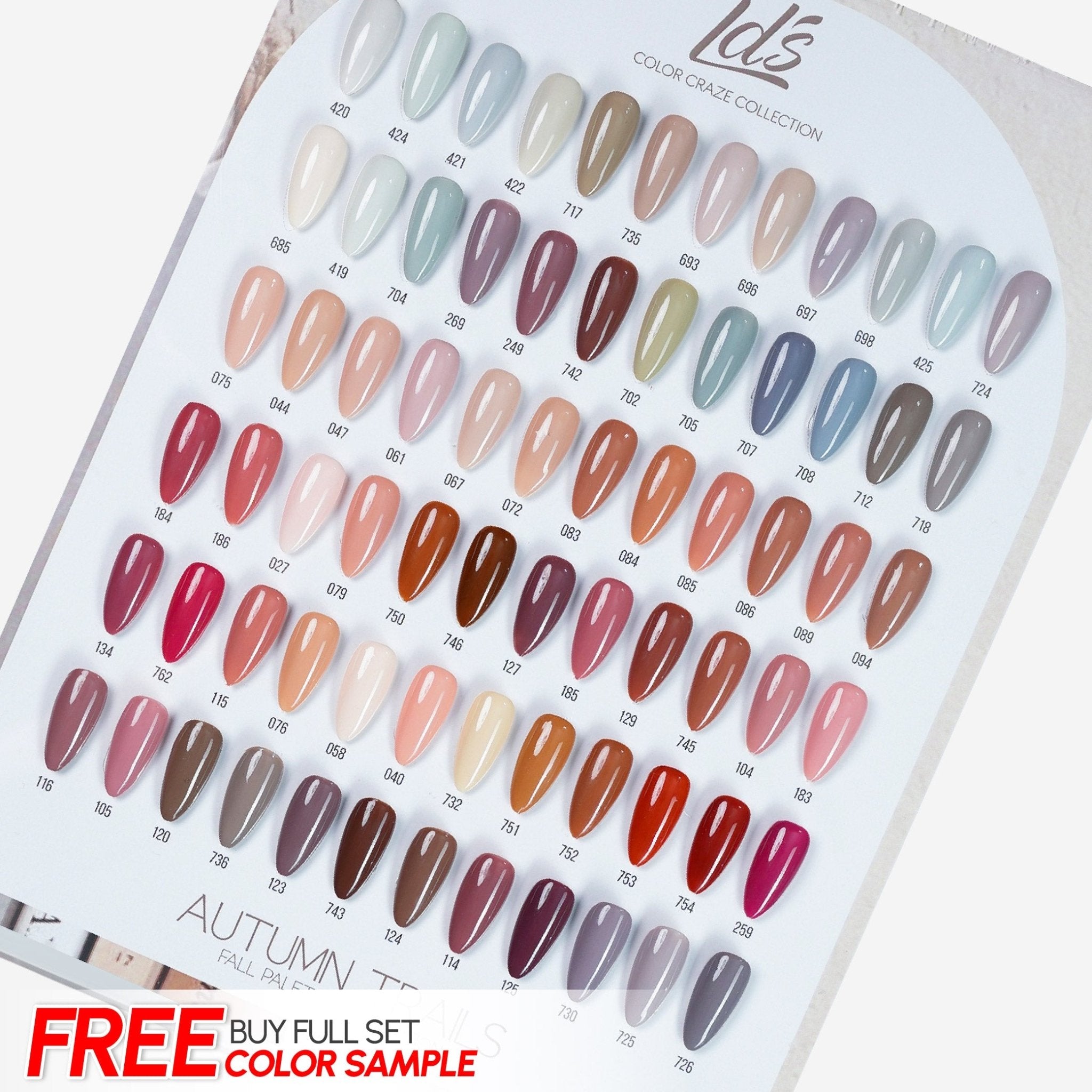 LDS Color Craze Set of 72 Gel Polish (0.5oz) - Fall 1 - Autumn Trails Collection - DTK Nail Supply