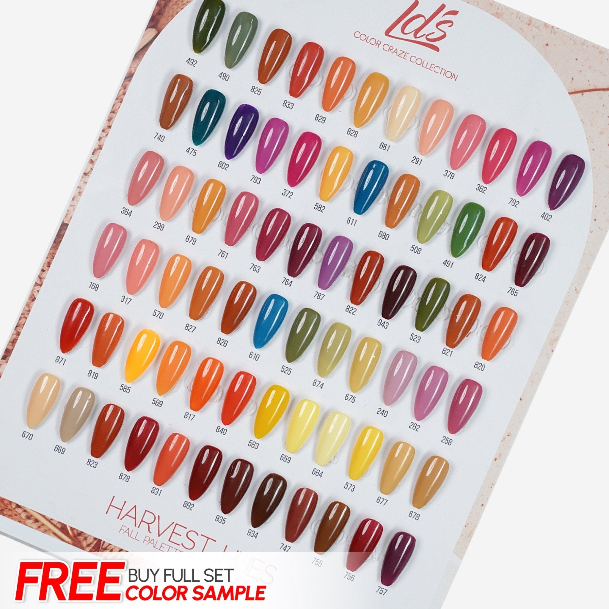 LDS Color Craze Set of 72 Gel Polish (0.5oz) - Fall 2 - Harvest Hues Collection - DTK Nail Supply
