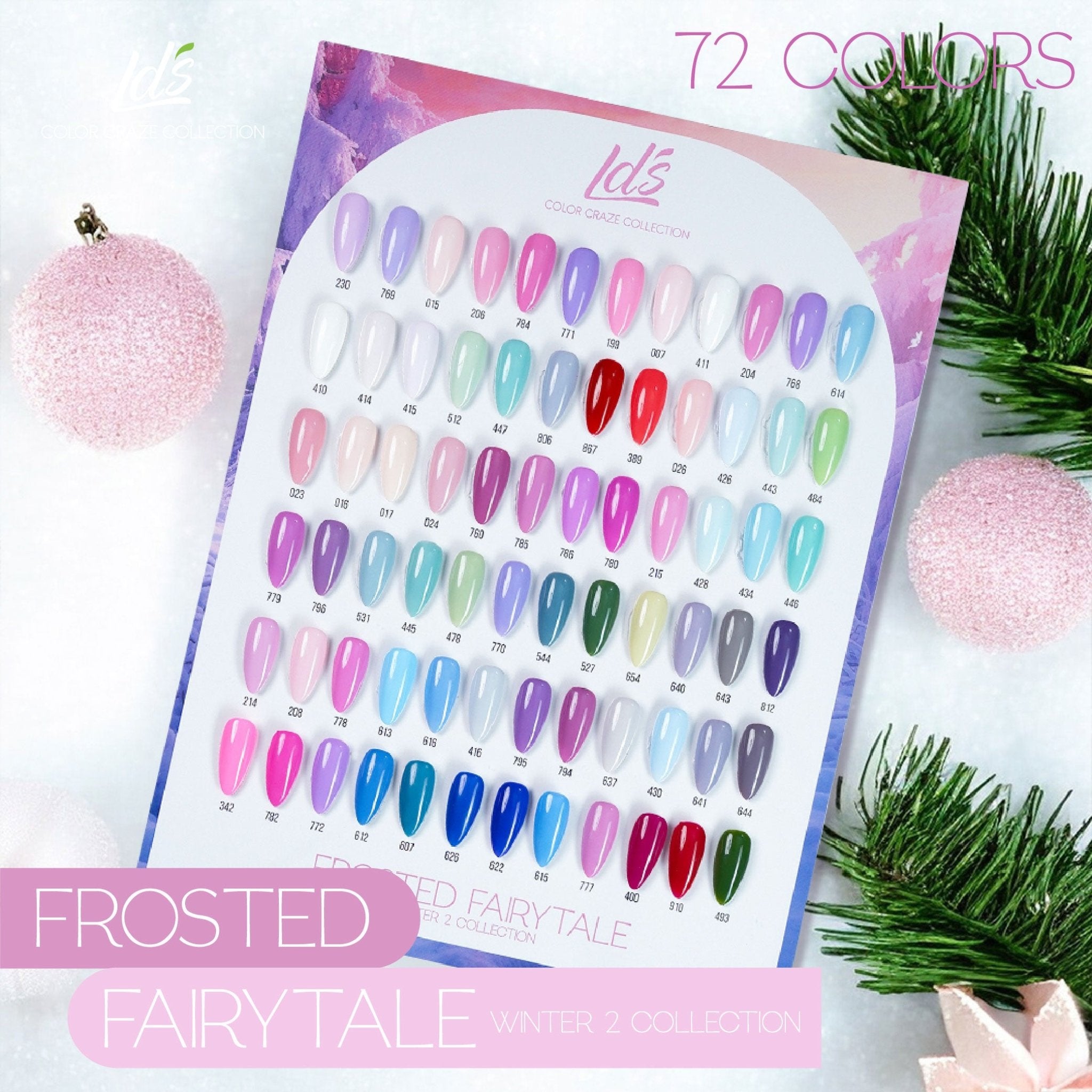 LDS Color Craze Set of 72 Gel Polish (0.5oz) - Winter 2 - Frosted Fairytale Collection - DTK Nail Supply