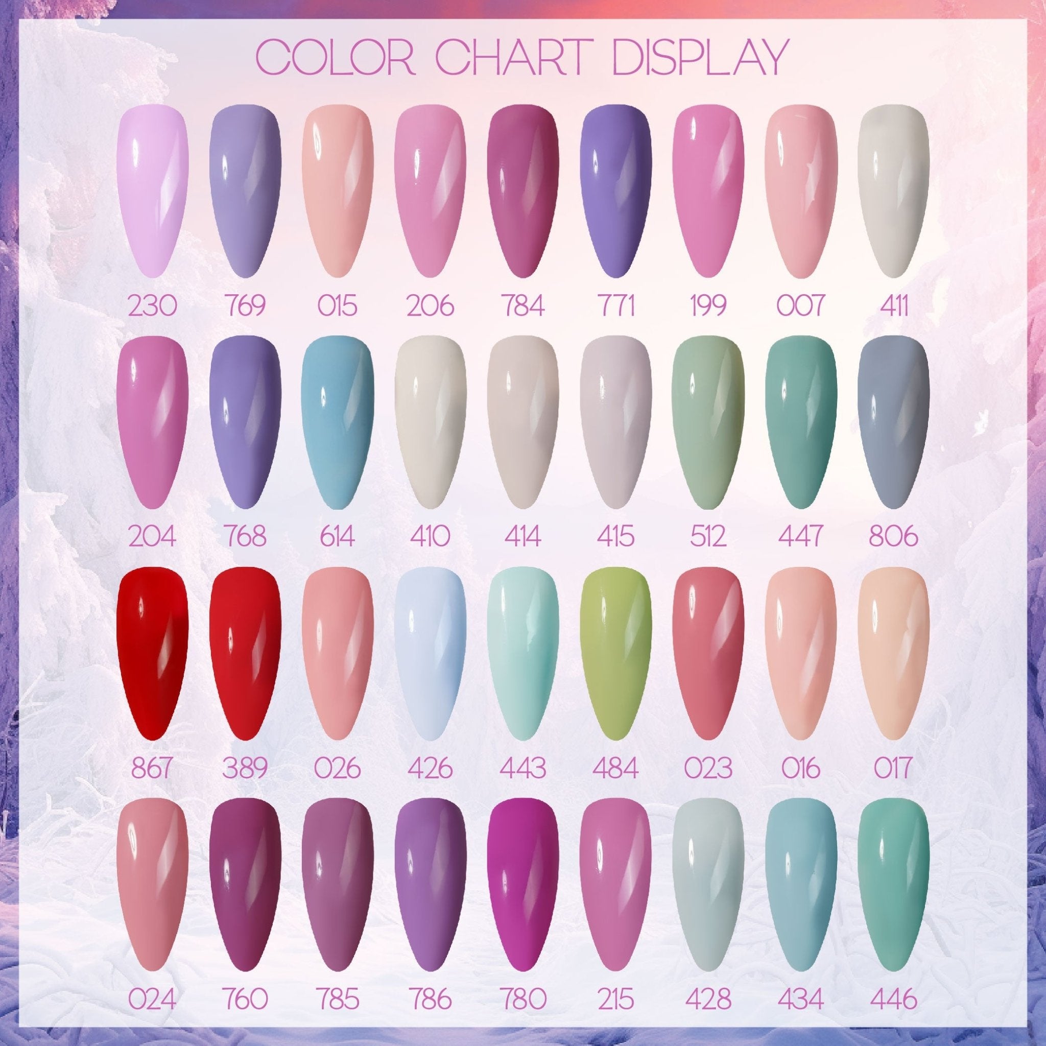 LDS Color Craze Set of 72 Gel Polish (0.5oz) - Winter 2 - Frosted Fairytale Collection - DTK Nail Supply