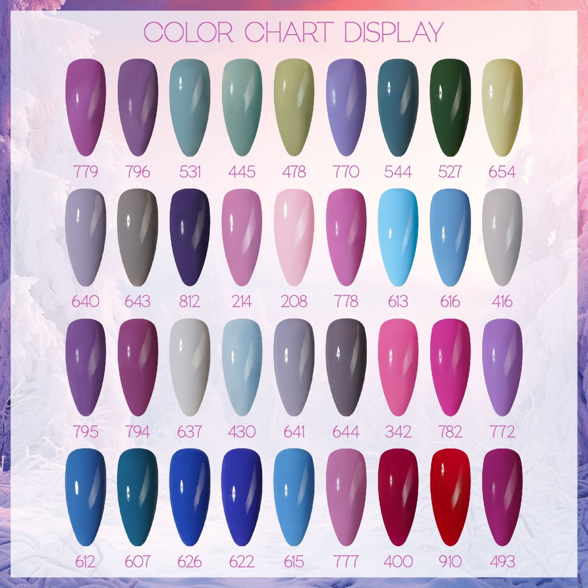 LDS Color Craze Set of 72 Gel Polish (0.5oz) - Winter 2 - Frosted Fairytale Collection - DTK Nail Supply