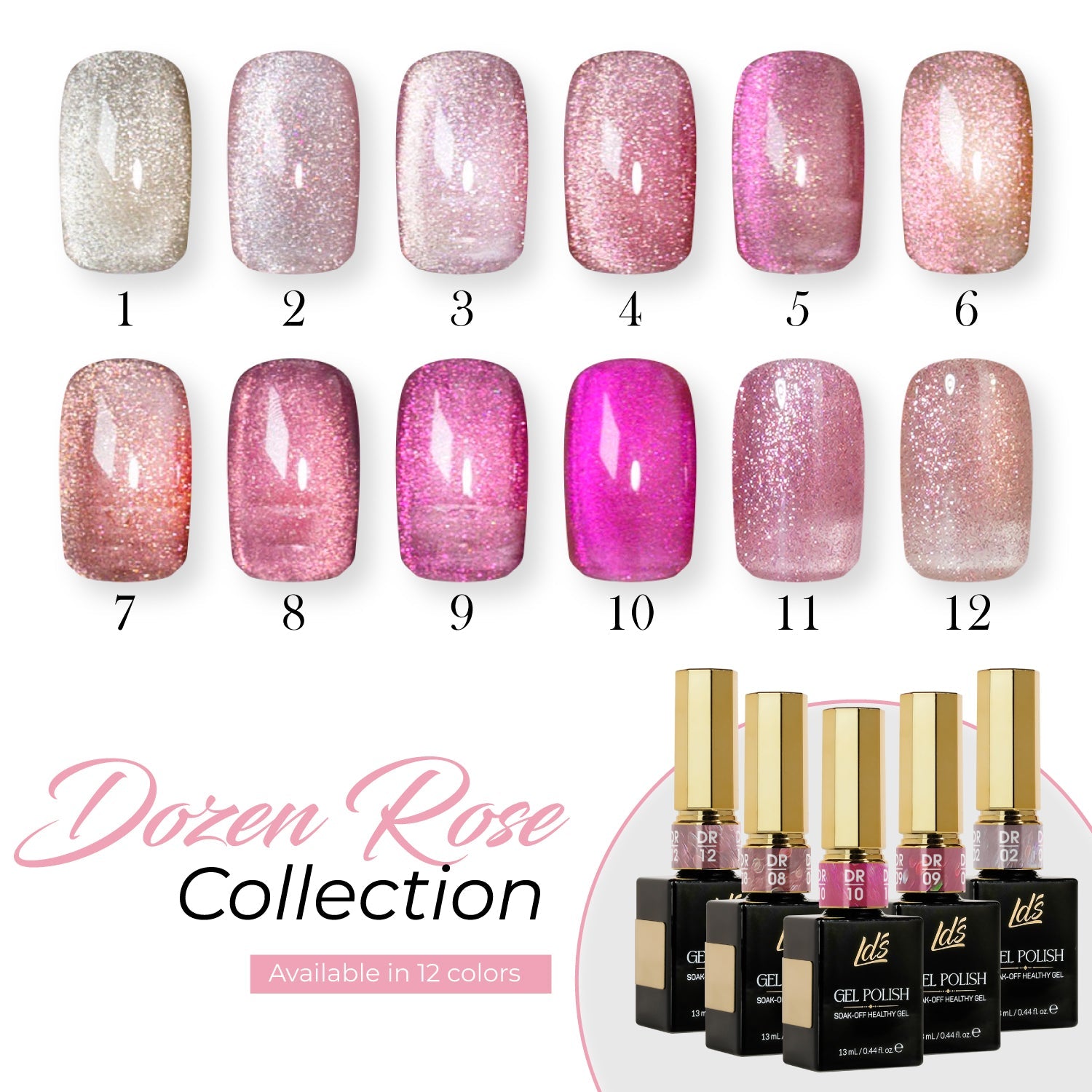 LDS DR07 - Gel Polish 0.5 oz - Dozen Roses Collection - DTK Nail Supply