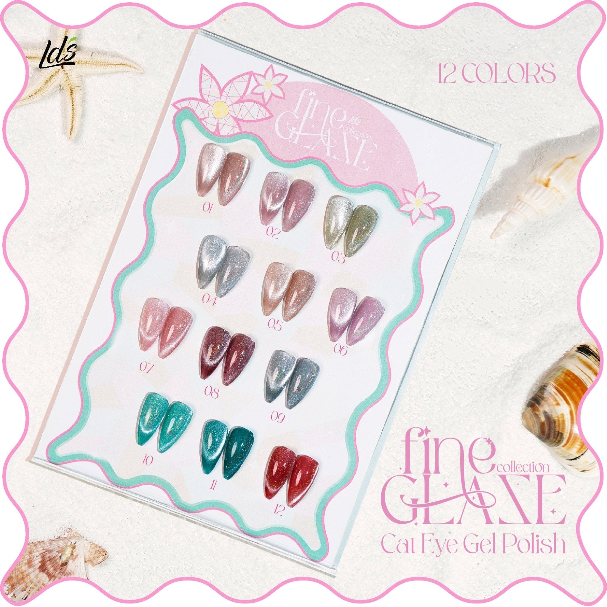 LDS FG12 - Fine Glaze Cat Eye Gel Collection - DTK Nail Supply