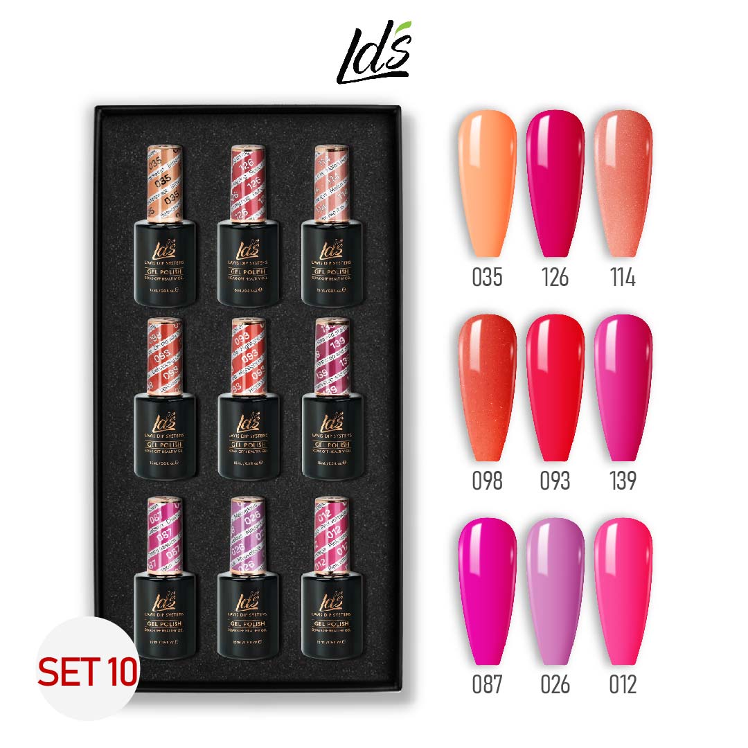LDS Gel Color Set 10 (9 Colors) | Professional Gel Polish Collection - DTK Nail Supply