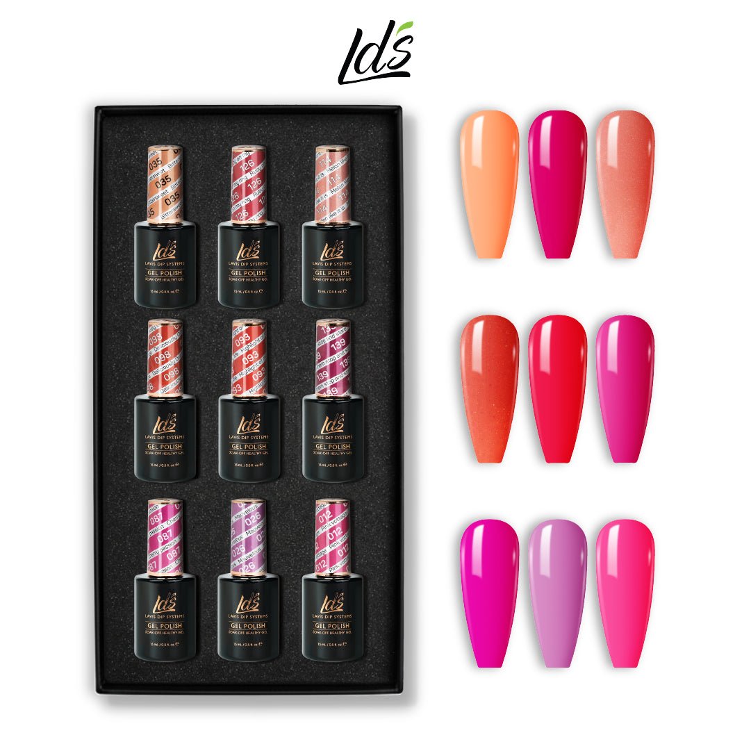 LDS Gel Color Set 10 (9 Colors) | Professional Gel Polish Collection - DTK Nail Supply