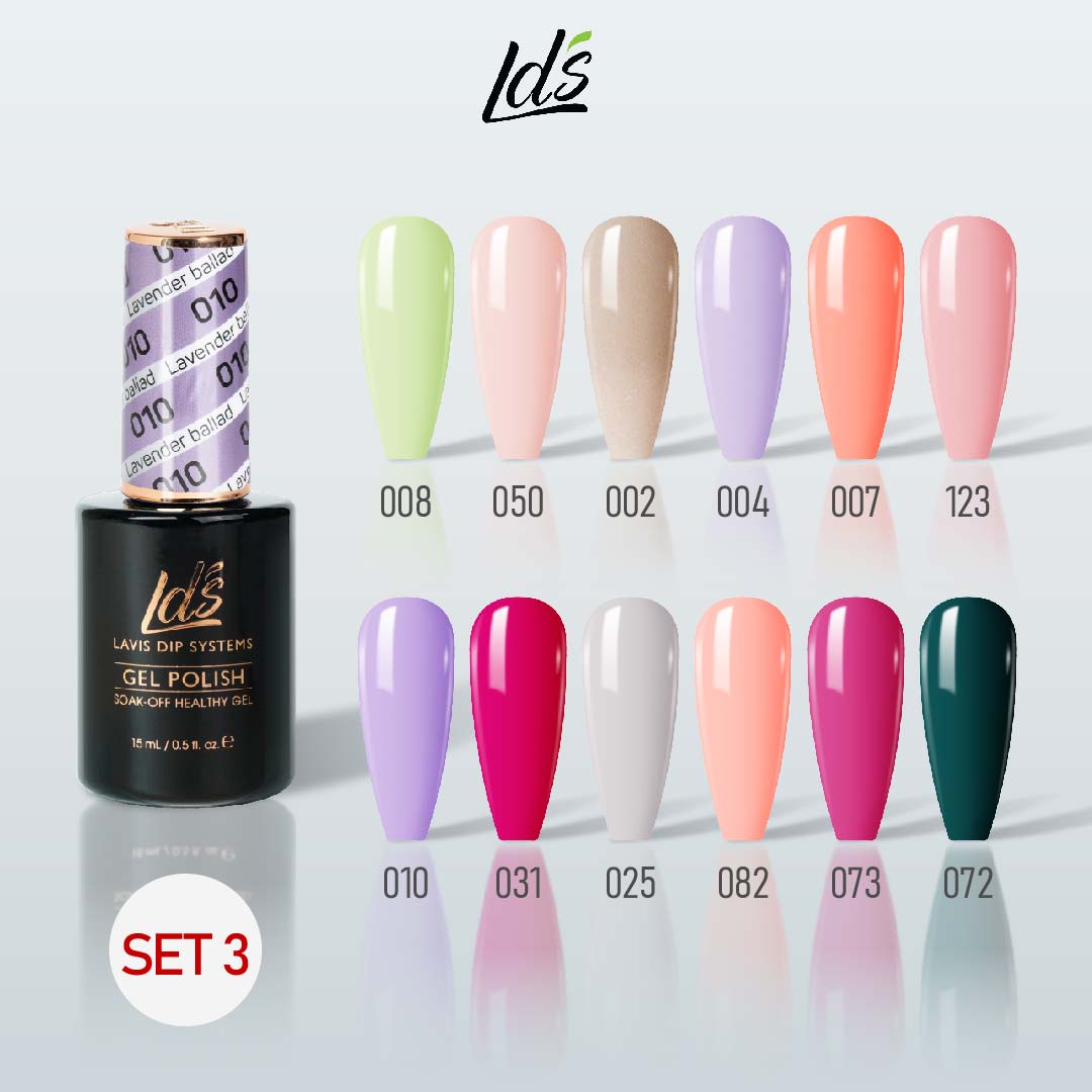 LDS Gel Color Set 3 (12 Colors) – Fresh & Light Gel Polish Set for Nail Salons - DTK Nail Supply