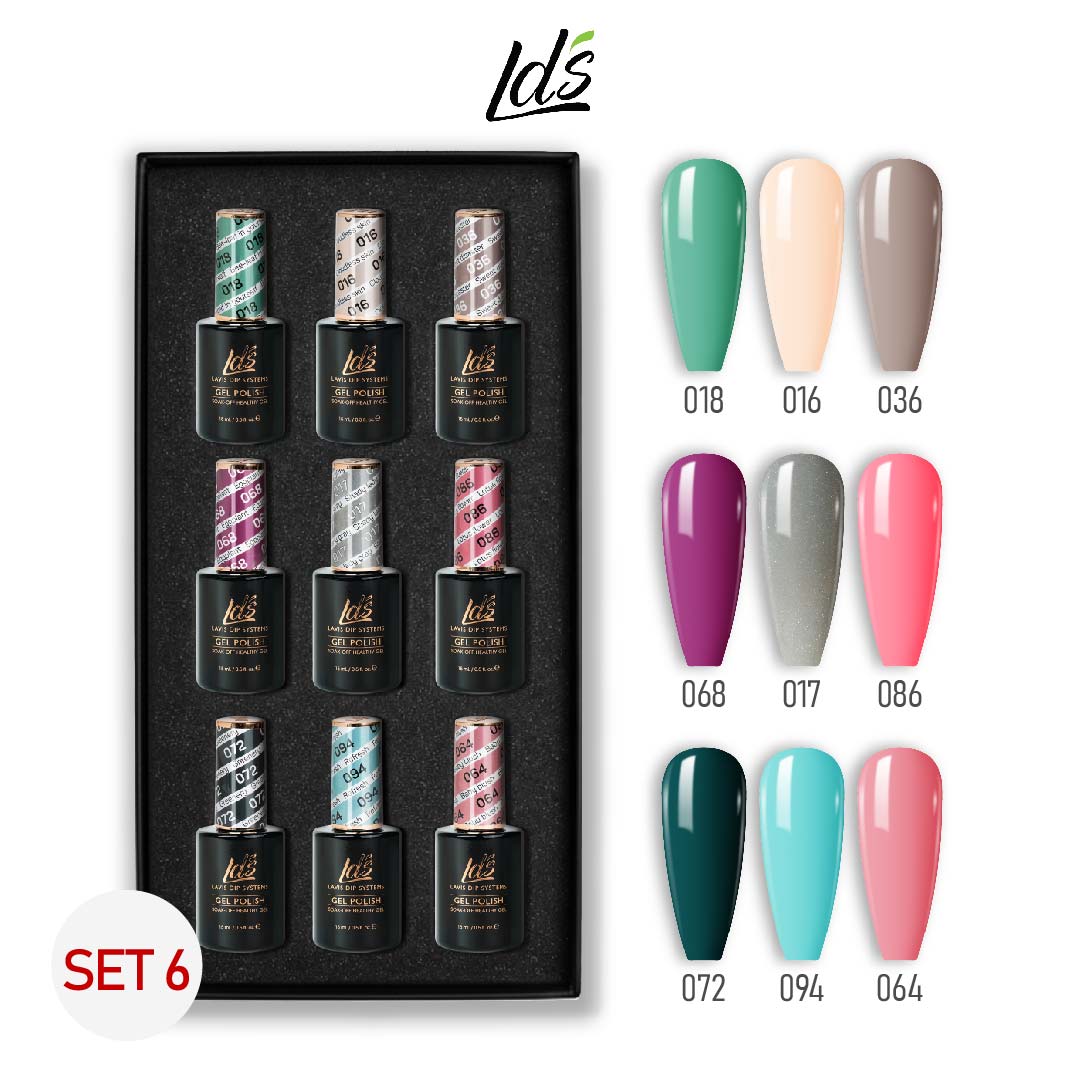 LDS Gel Color Set 6 (9 Colors) | Clean Nude Gel Polish Set - DTK Nail Supply