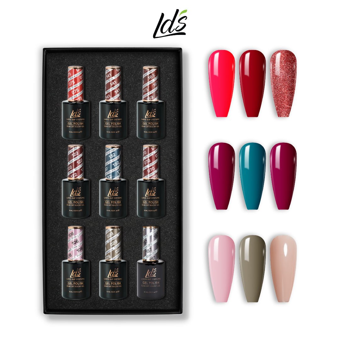LDS Gel Color Set 7 (9 Colors) | Trendy Neutral Gel Polish Set - DTK Nail Supply