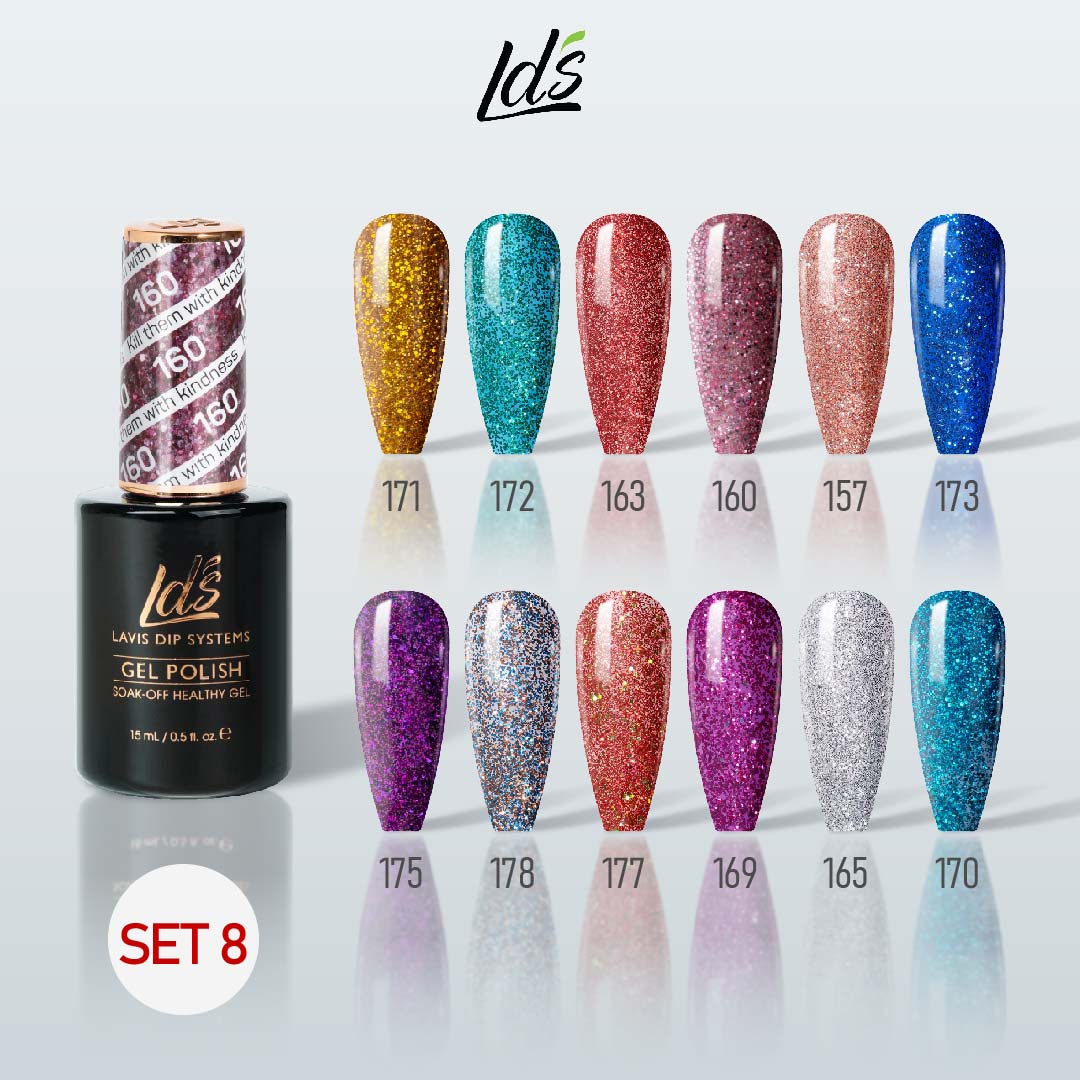 LDS Gel Color Set 8 (12 Colors) | Deep Luxury & Statement Gel Polish Collection - DTK Nail Supply
