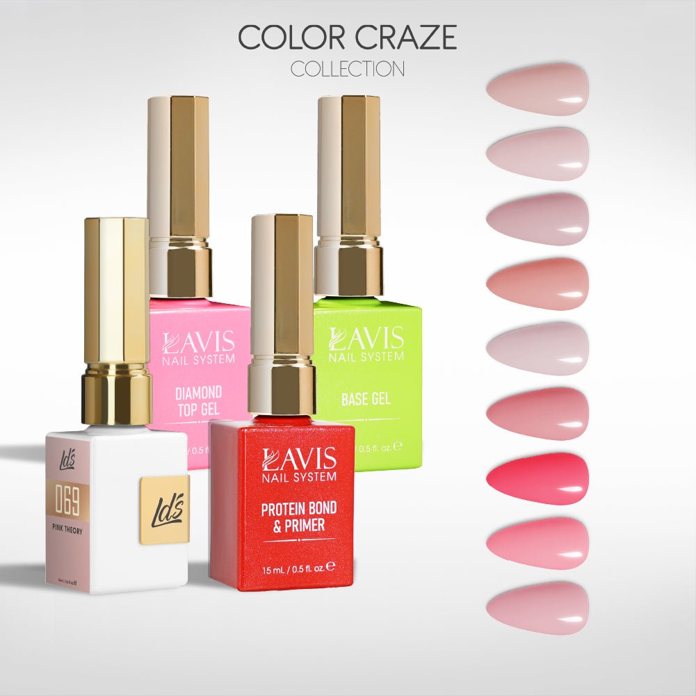 LDS Gel Kit 9 - 2 - Soft Rose Winter Collection + Base & Top - DTK Nail Supply