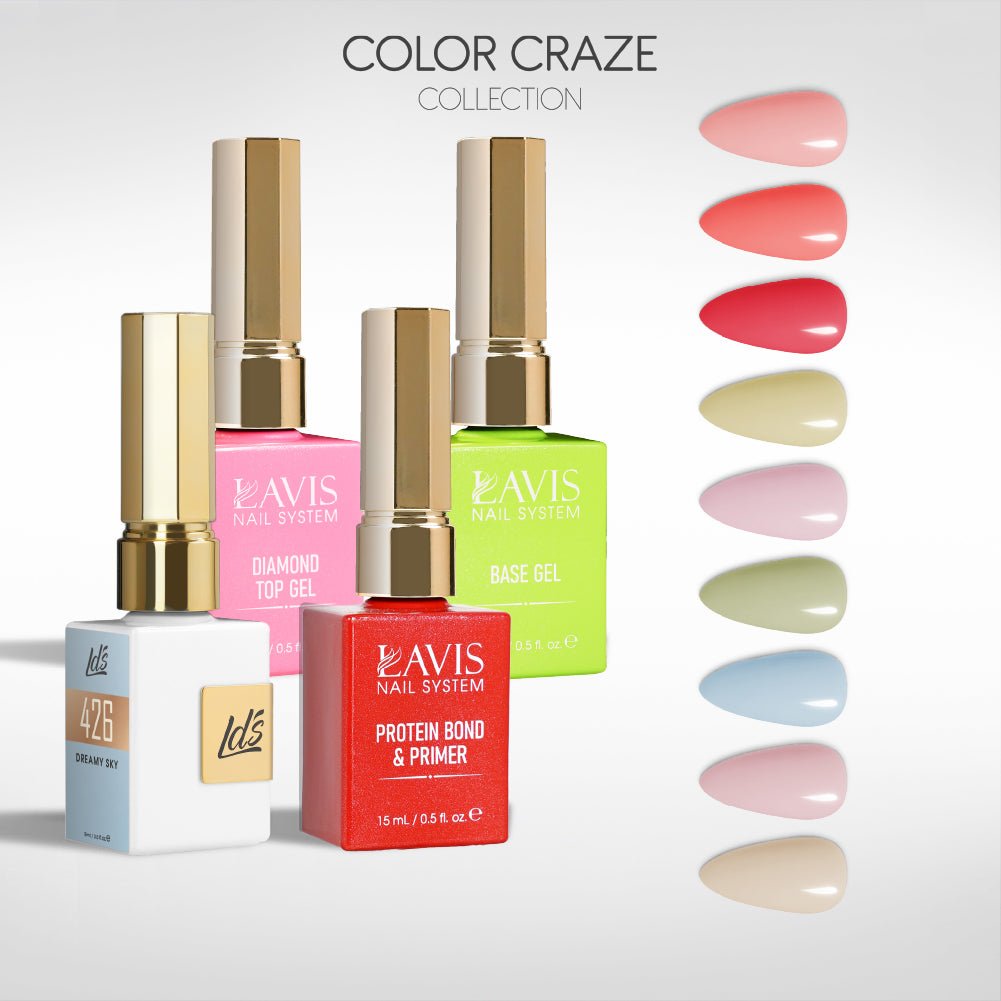 LDS Gel Kit 9 - 3 - Frosted Pastel Collection + Base & Top - DTK Nail Supply