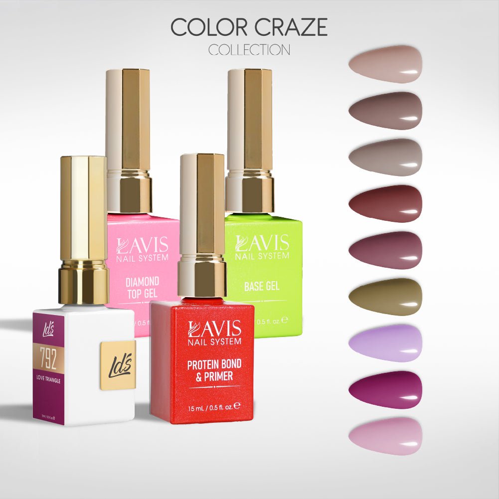 LDS Gel Kit 9 - 7 - Winter Mauve Mix Collection + Base & Top - DTK Nail Supply