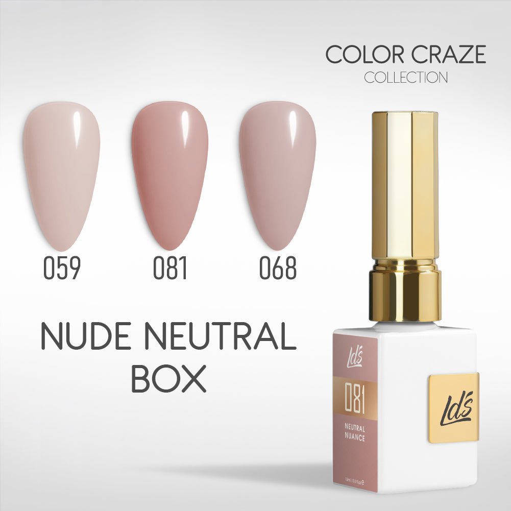LDS Gel Set 3 - 10 - Nude Neutral Box - 059, 081, 068 - DTK Nail Supply
