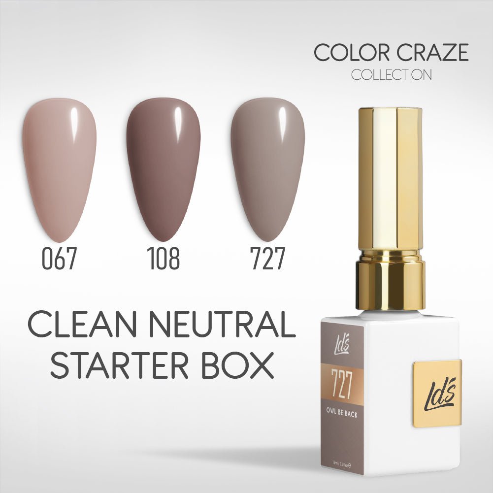 LDS Gel Set 3 - 22 - Clean Neutral Starter Box - 067, 108, 727 - DTK Nail Supply