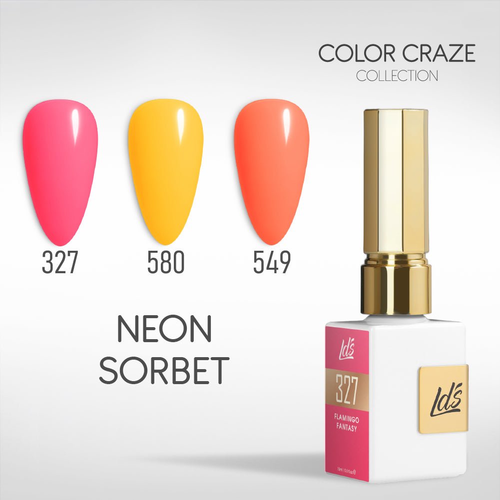 LDS Gel Set 3 - 25 - Neon Sorbet - 327, 5801, 549 - DTK Nail Supply