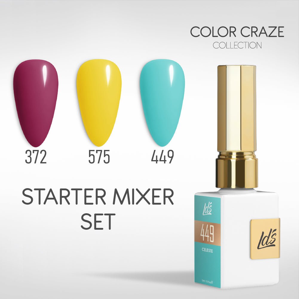LDS Gel Set 3 - 34 - Starter Mixer Set - 372, 575, 449 - DTK Nail Supply