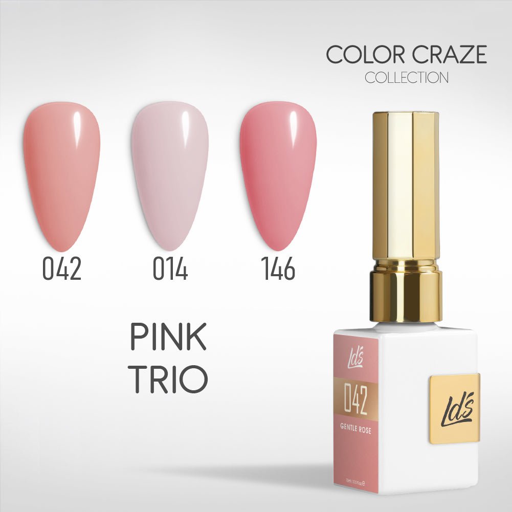 LDS Gel Set 3 - 5 - Pink - 042, 014, 146 - DTK Nail Supply