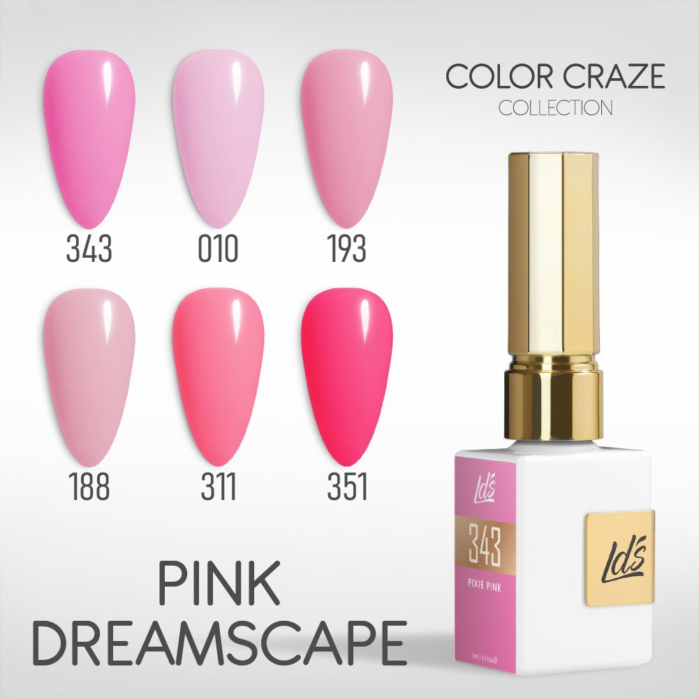 LDS Gel Set 6 - 10 - Pink Dreamscape - 343, 010, 193, 188, 311, 351 - DTK Nail Supply
