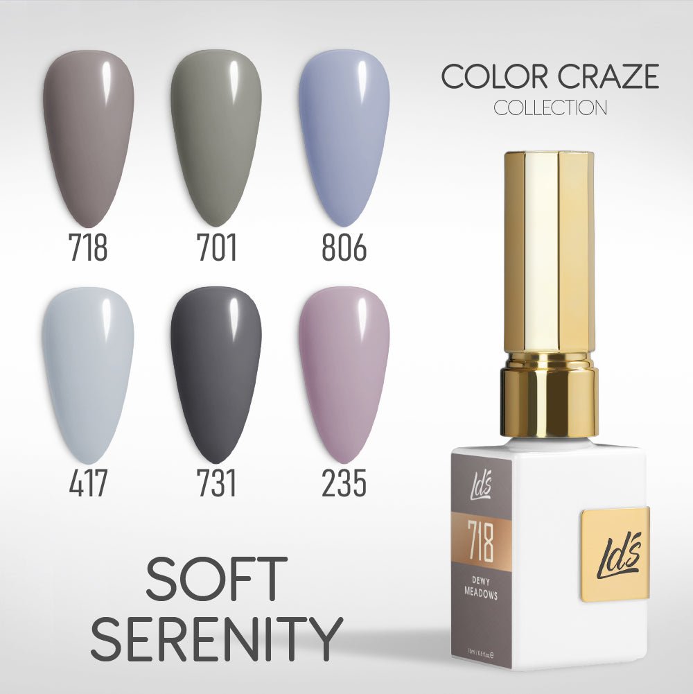LDS Gel Set 6 - 11 - Soft Serenity - 718, 701, 806, 417, 731, 235 - DTK Nail Supply
