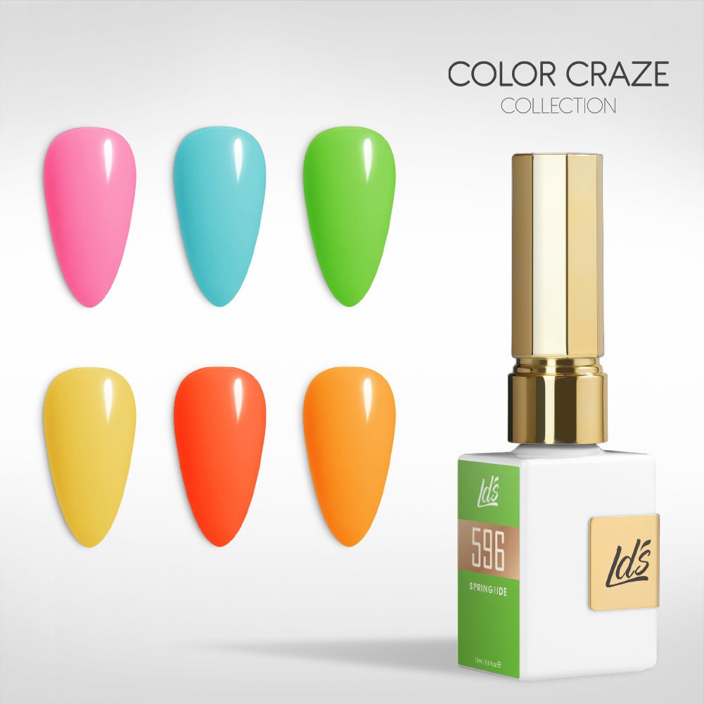 LDS Gel Set 6 - 13 - Day - Glo Daylight - 325, 456, 596, 659, 550, 851 - DTK Nail Supply
