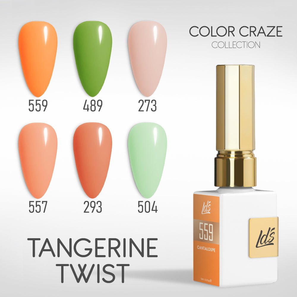 LDS Gel Set 6 - 17 - Tangerine Twist - 559, 489, 273, 557, 293, 504 - DTK Nail Supply