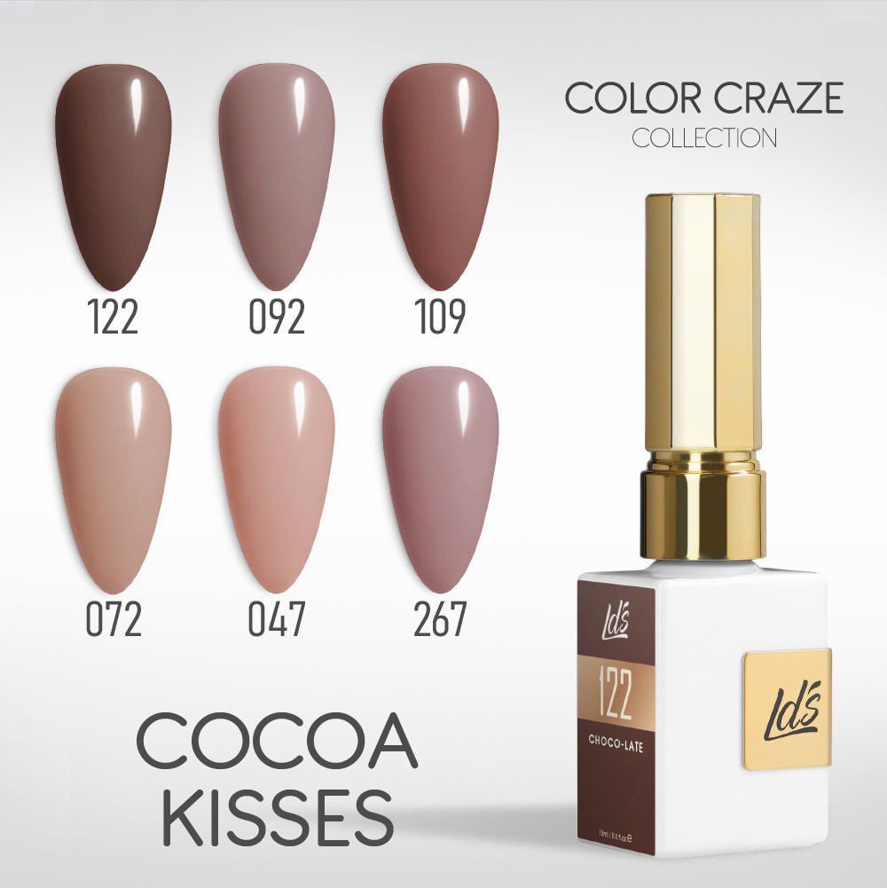 LDS Gel Set 6 - 7 - Cocoa Kisses - 122, 092, 109, 072, 047, 267 - DTK Nail Supply
