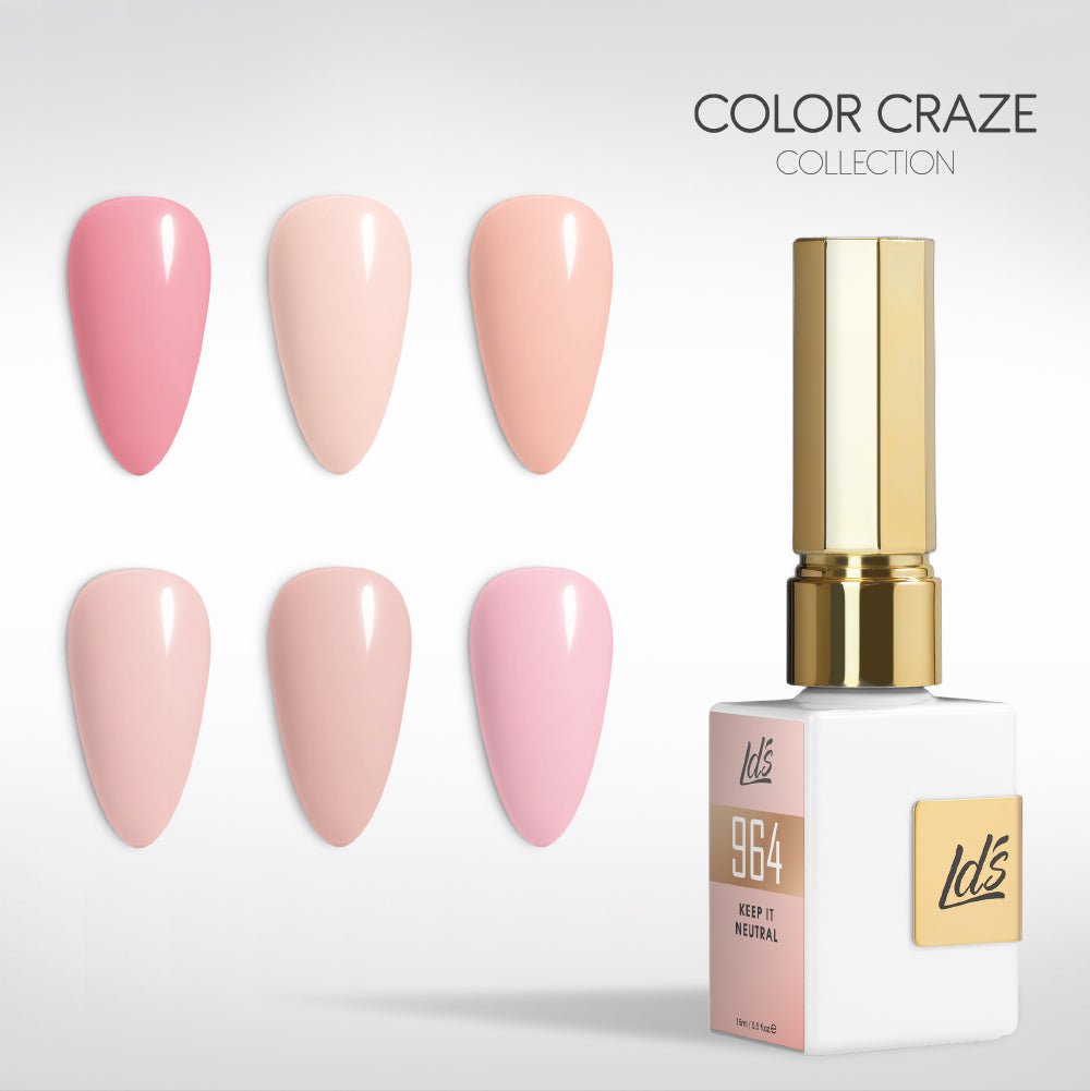 LDS Gel Set 6 - Easy Starter Nude French Base Box - 956, 961, 962, 963, 964, 954 - DTK Nail Supply
