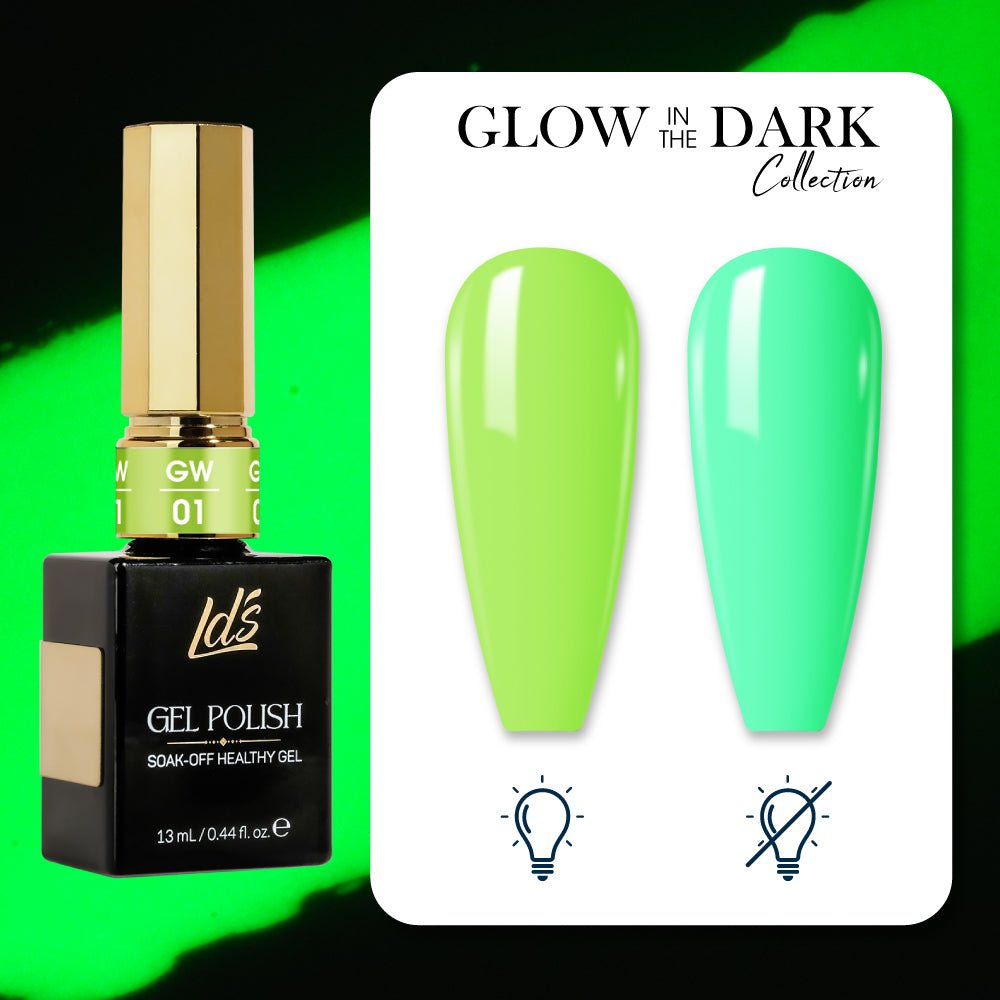 LDS Glow In The Dark - 12 Colors GW01 - 12 - DTK Nail Supply
