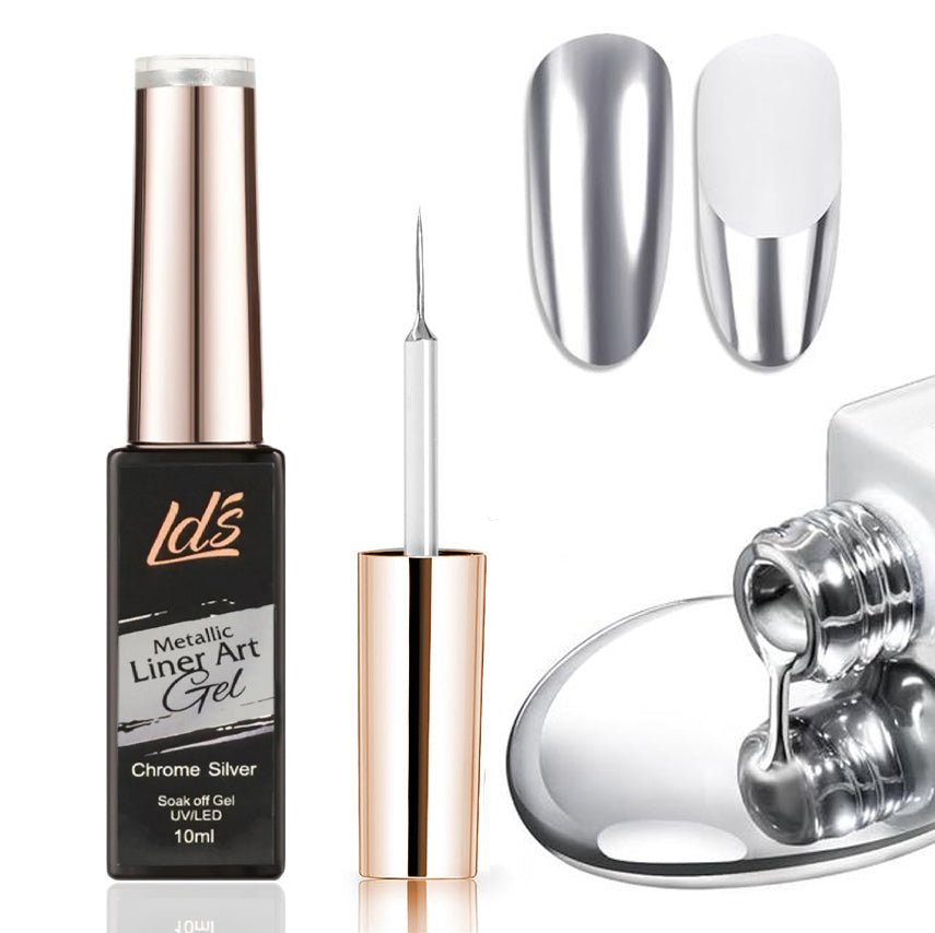 LDS Metallic Line Art Gel - Chrome Silver UV/LED - DTK Nail Supply