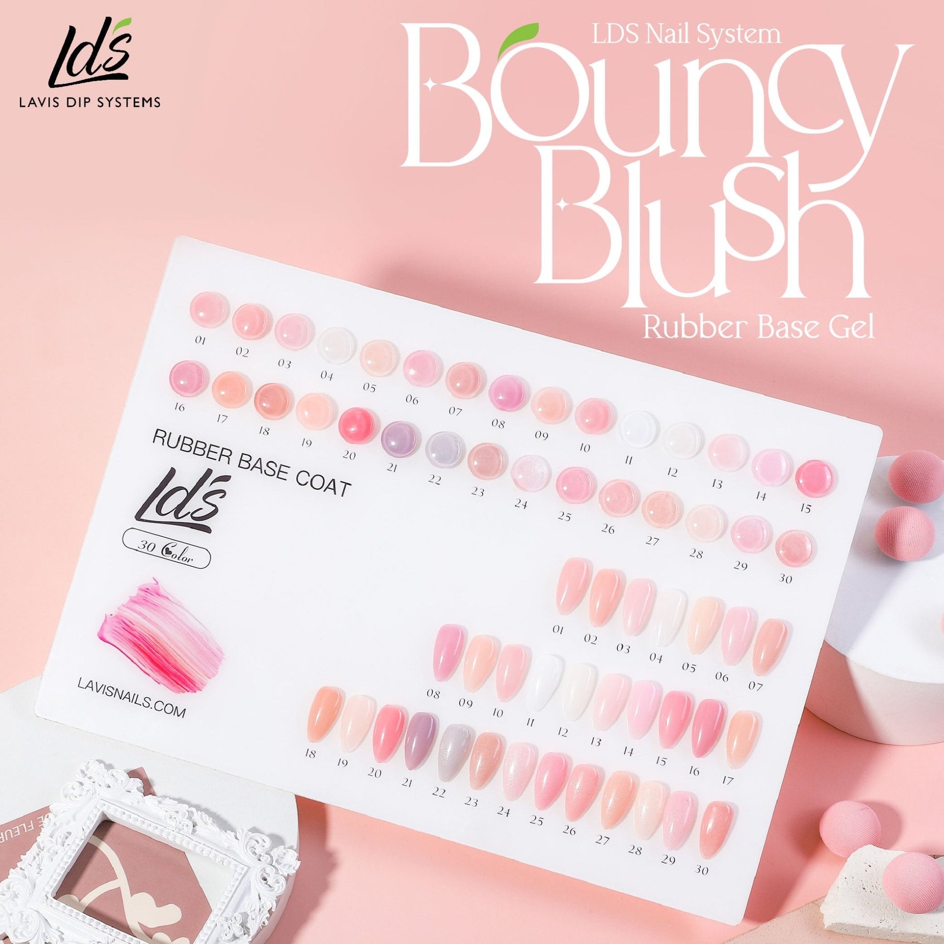 LDS RB Set 30 Colors - Gel Polish 0.5oz - Rubber Base Collection - FG - DTK Nail Supply