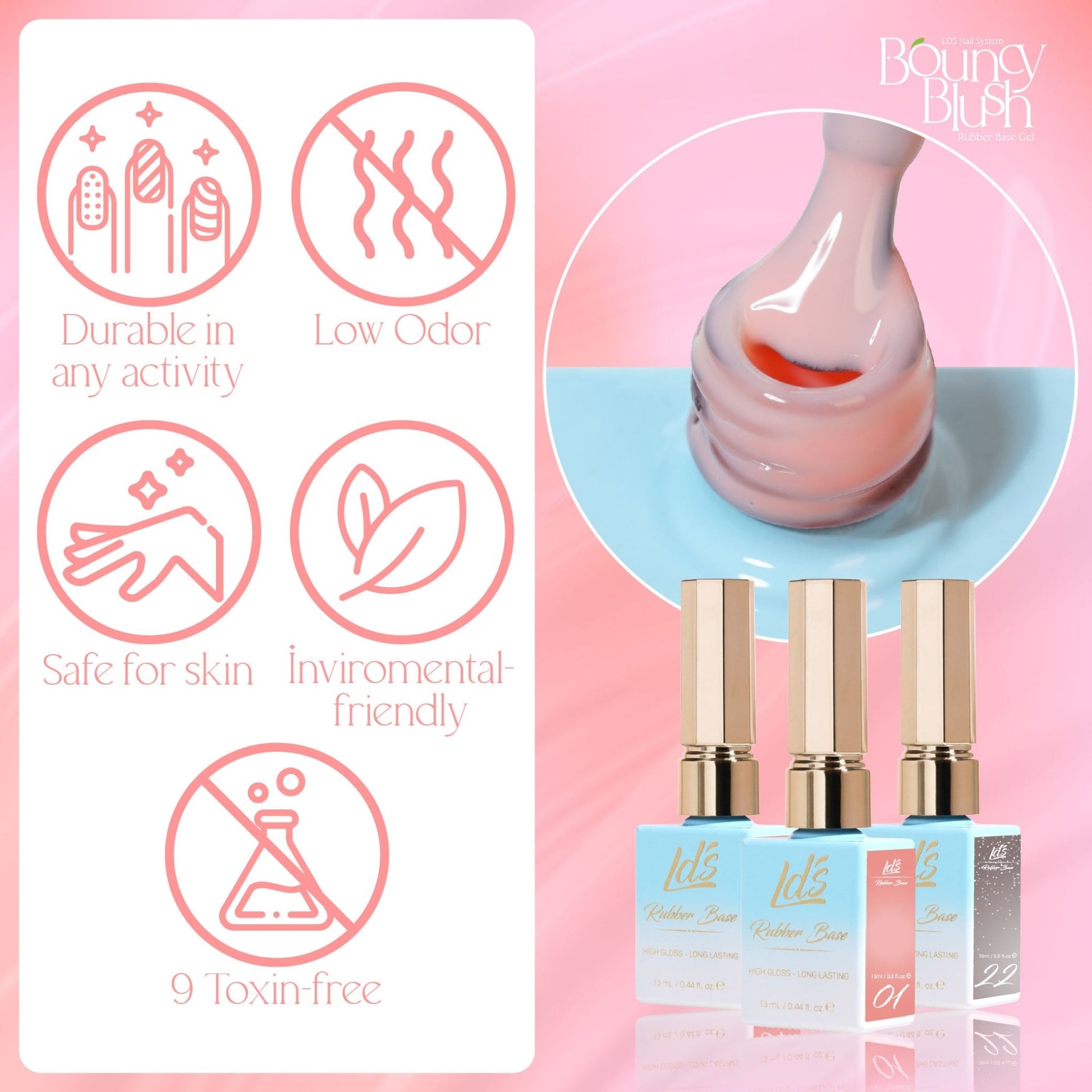 LDS RB Set 30 Colors - Gel Polish 0.5oz - Rubber Base Collection - FG - DTK Nail Supply