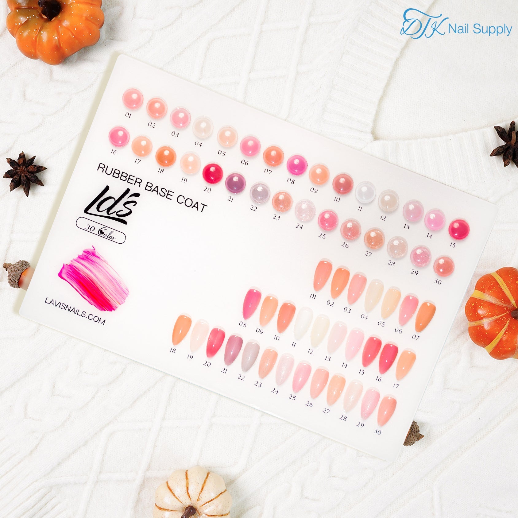 LDS RB Set 30 Colors - Gel Polish 0.5oz - Rubber Base Collection - FG - DTK Nail Supply