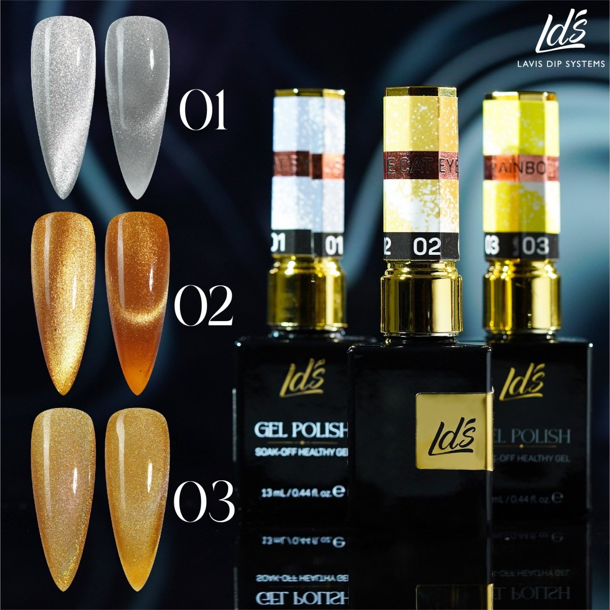 LDS Ripple Cat Eye - 01 - Gel Polish 0.5 oz - Ripple Cat Eye Collection - DTK Nail Supply