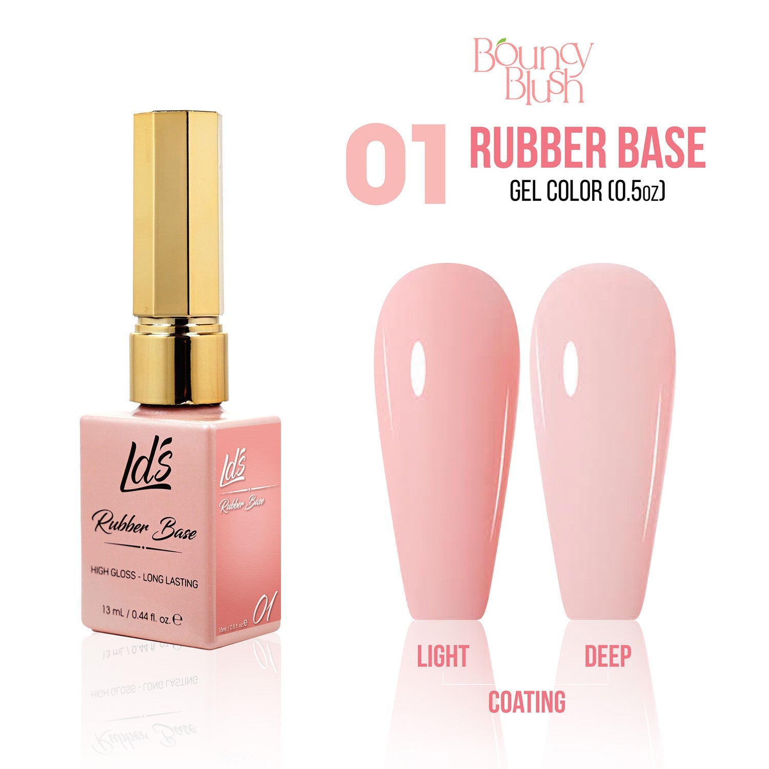 LDS Rubber Base Gel - RB - 01 - GEL POLISH 0.5 OZ - Bouncy Blush Collection - DTK Nail Supply