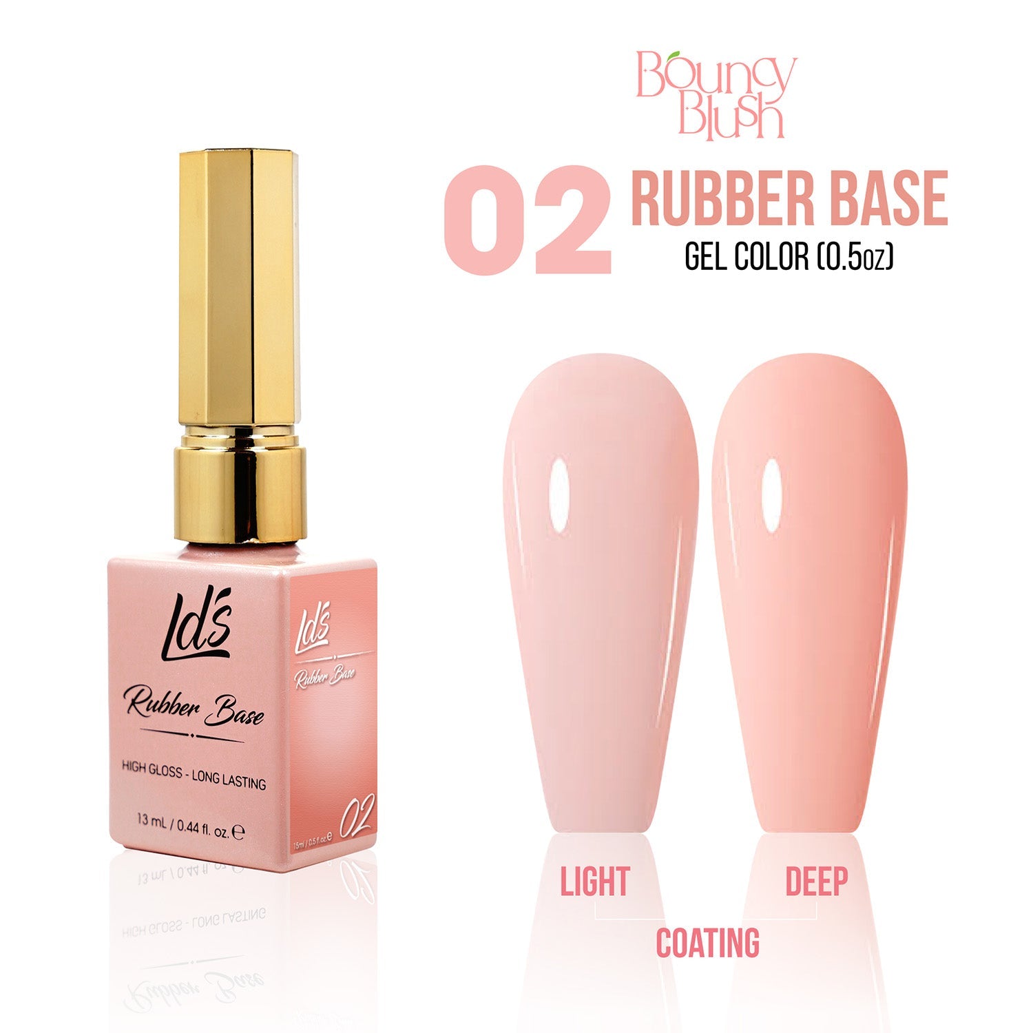  LDS Rubber Base Gel - RB-02 - GEL POLISH 0.5 OZ - Bouncy Blush Collection by LDS sold by DTK Nail Supply