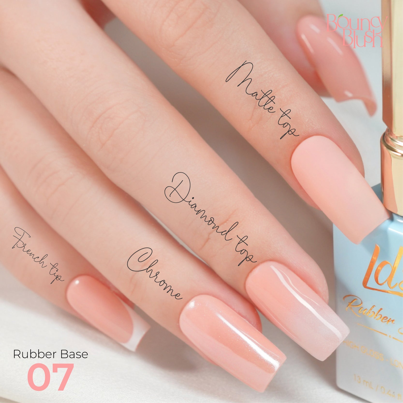 LDS Rubber Base Gel - RB - 07 - GEL POLISH 0.5 OZ - Bouncy Blush Collection - DTK Nail Supply