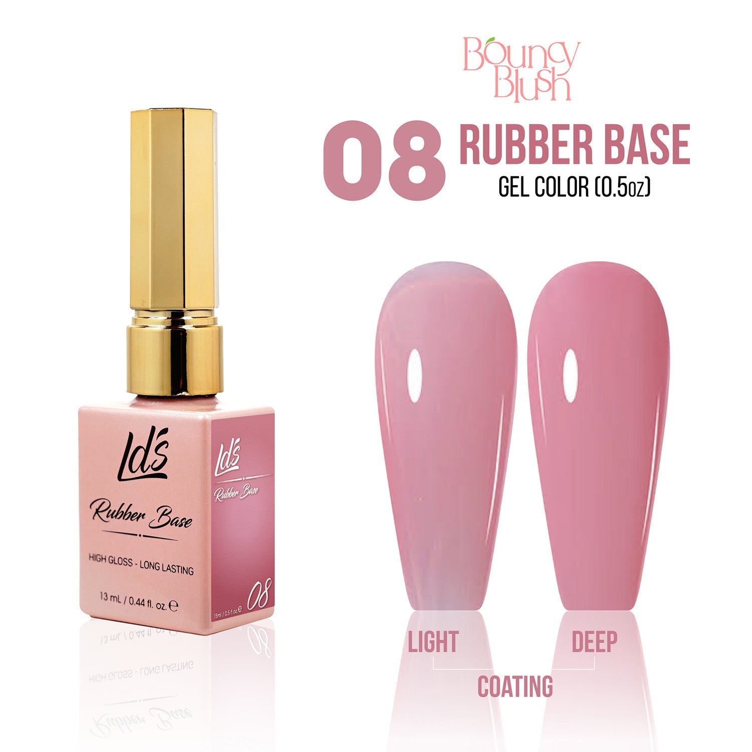 LDS Rubber Base Gel - RB - 08 - GEL POLISH 0.5 OZ - Bouncy Blush Collection - DTK Nail Supply